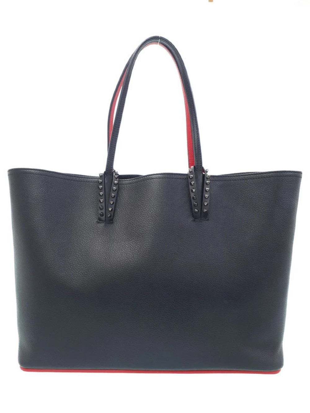 Christian Louboutin CABATA Tote Bag Leather Stud Black Red
